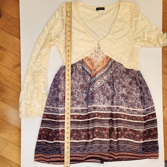 Whimsical Fairy Lace Dress Cream Boho Prairie Cottagecore Pretty Cute Large - Picture 13 of 16